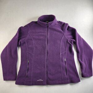 Eddie Bauer Womens XL Purple Full Zip Fleece Lined Sweater Jacket Warm Comfy
